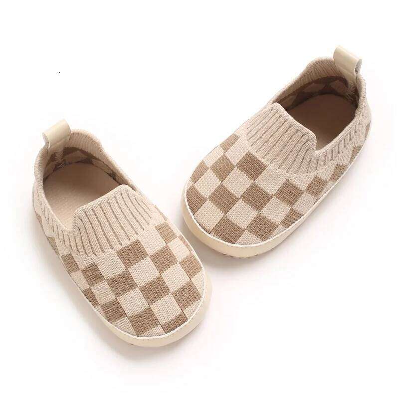 Classic Checkered Athletic Mesh Breathable Cotton Sole Toddler Boys' Girls' Casual Sports Shoes Baby Walk 0-18M