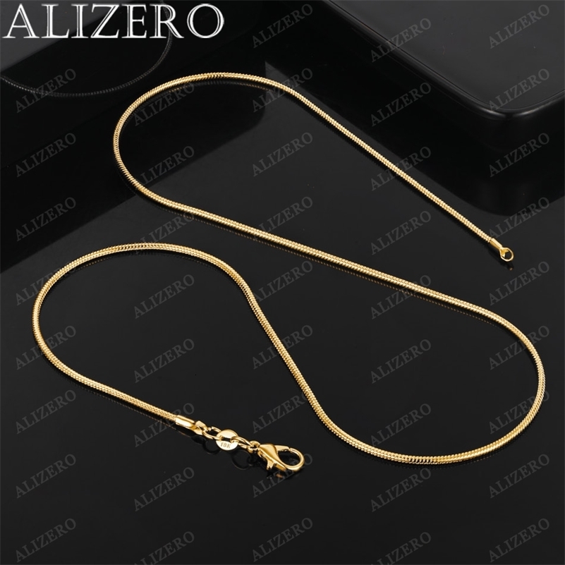 ALIZERO 18K Gold 2mm Snake Chain Necklaces 161824262830 Inche Men Fashion Fine Jewelrys Gifts y250911