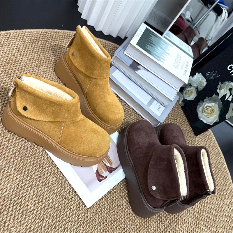 Designer shoes free shipping 2025 Winter New Versatile Boken Shoes with Velvet Warm Flat Casual Short Boots for Women brown khaki