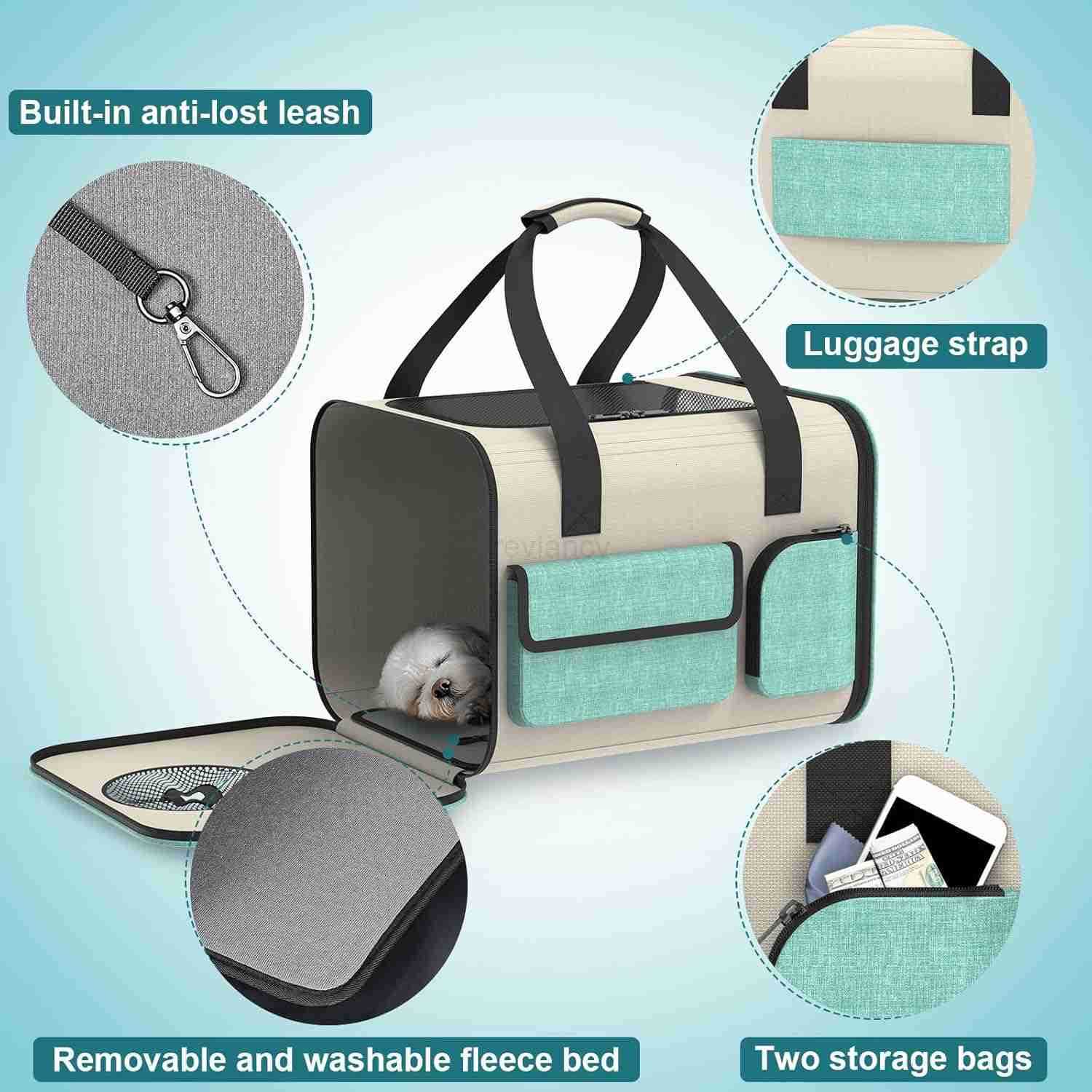 Small Dog Travel Carrier Bag Soft Sided Pet Travel Carrier for up to 15LBS Small Dogs Breathable and Comfortable for Car Trip Camping Outdoor Vet Hosp