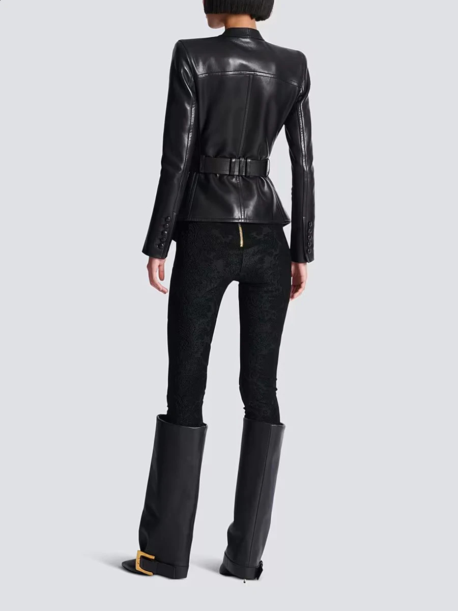 TWOTWINSTYLE Solid Slimming Spliced Pockets Temperament Jackets for Women V Neck Patchwork Button Fashion Jacket Female Clothing 250910