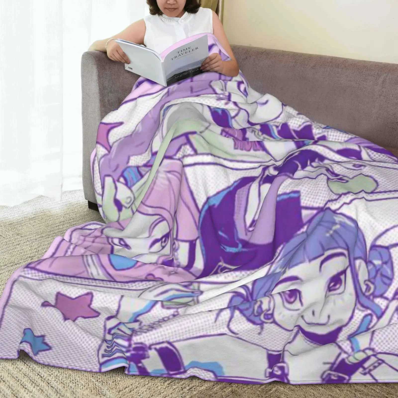 Cool KPop Demon Anime Hunter Super Soft Flannel Blanket For Sofa Couch BedspreadLightweight Throw Blanket For Living RoomXJ250912