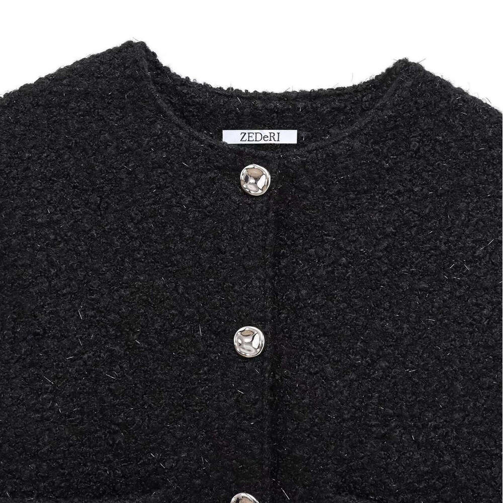 DHEssentials Women's Autumn and Winter New Style Little Chanel Sparkling Loop Velvet Short Jacket 87050625