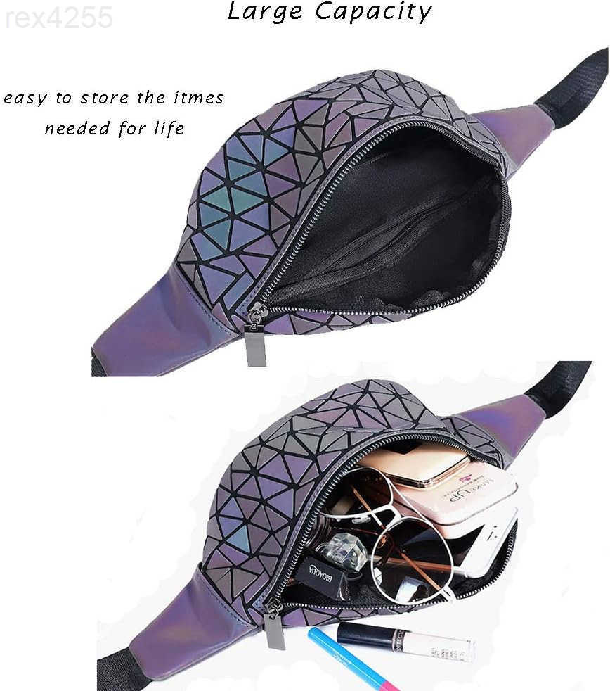 Fanny Packs for Women Men Luminous Holographic Chest Bag Geometric Waist Pack for Travel Festival Running SportsW250912
