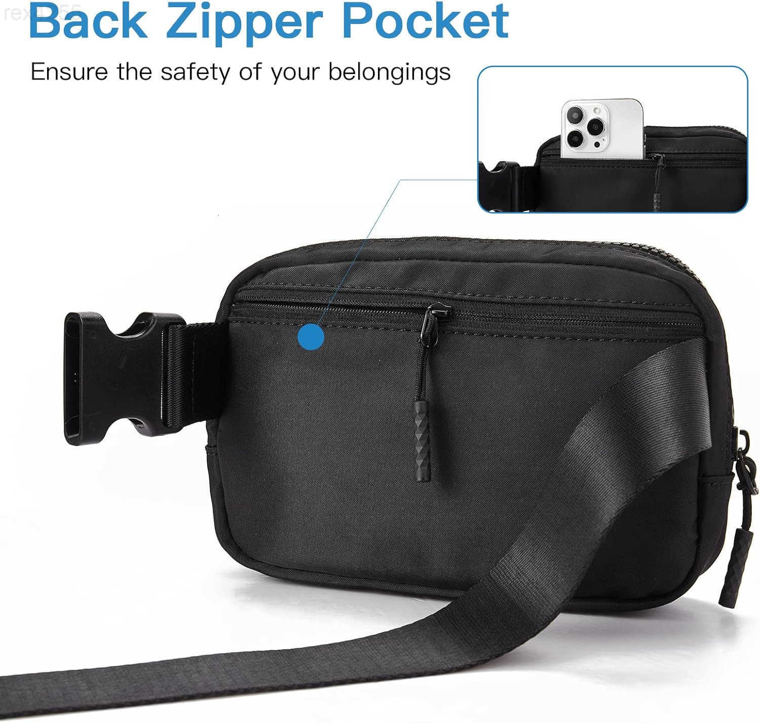 Belt Bag for Women Men Fashionable Crossbody Fanny Pack for Women Waist Bag with Adjustable Strap BlackW250912