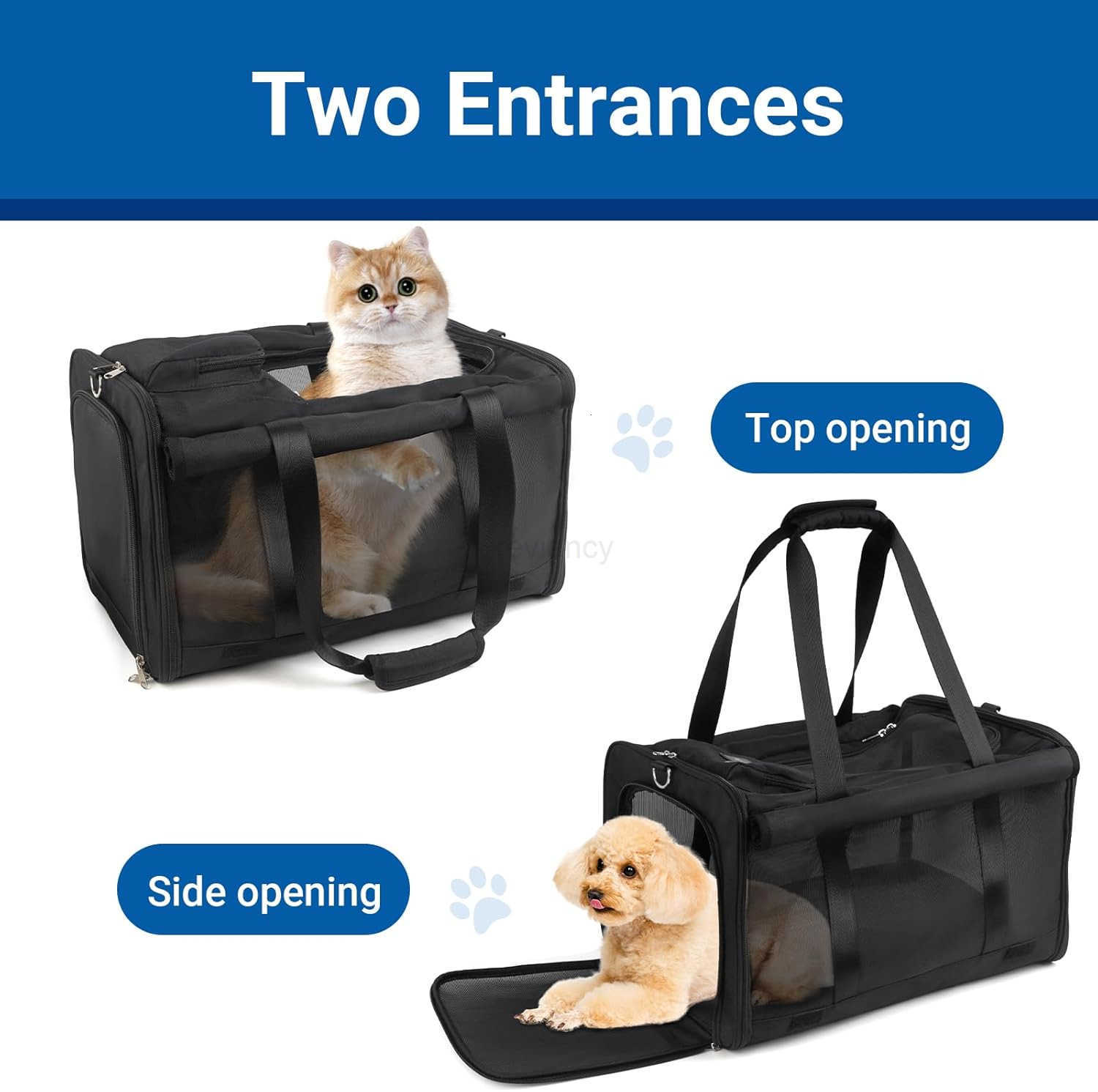 Pet Carrier for Large Cats Soft Cat Carrier for Medium Big Cats and Puppies up to 20lbs Washable Dog Carrier 18 L x 118 W x 118 H for Traveling Home a