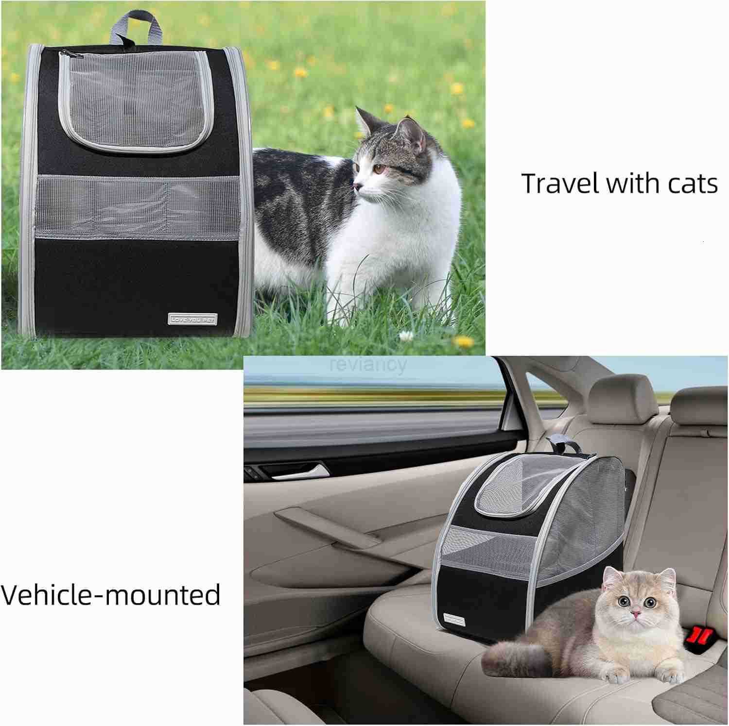 Cat Carrier Backpack with Reflector with Safety Leash Up to 15LbsPet Carrier for Small Dogs and Medium Cats Kitten Puppy BunnyFoldable Small Medium Do