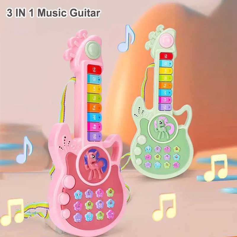 New Threemode Childrens Electric Guitar Button Cartoon Toy Piano Childrens Early Education Educational Toy Musical Instrument Y250912