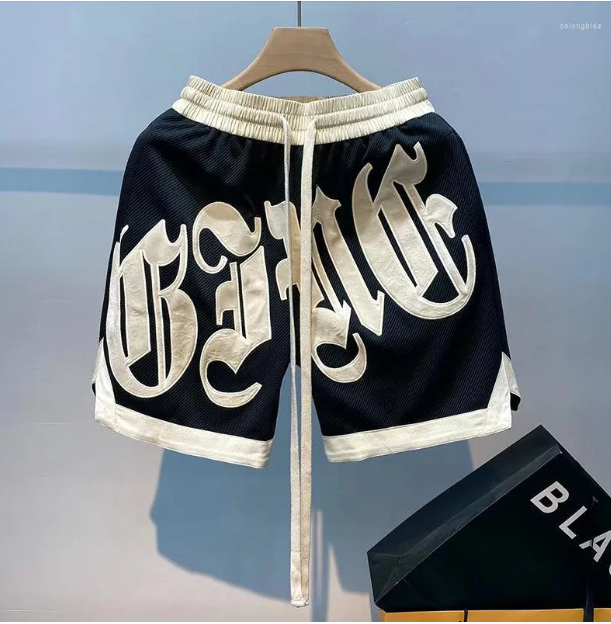 Men's Shorts Y2K Mens Korean Streetwear Breeches Letter Embroidery Harajuku Short Pants Gym Grunge Sweatpants Sport Bermudas Clothes