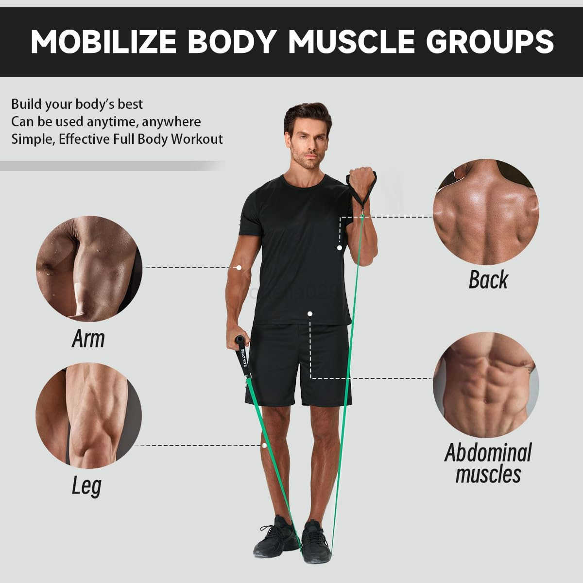 Exercise Bands with Handles Resistance Bands with Handles Ideal for Physical Therapy Strength Training Muscle Toning Door Anchor and Starter Guide Inc