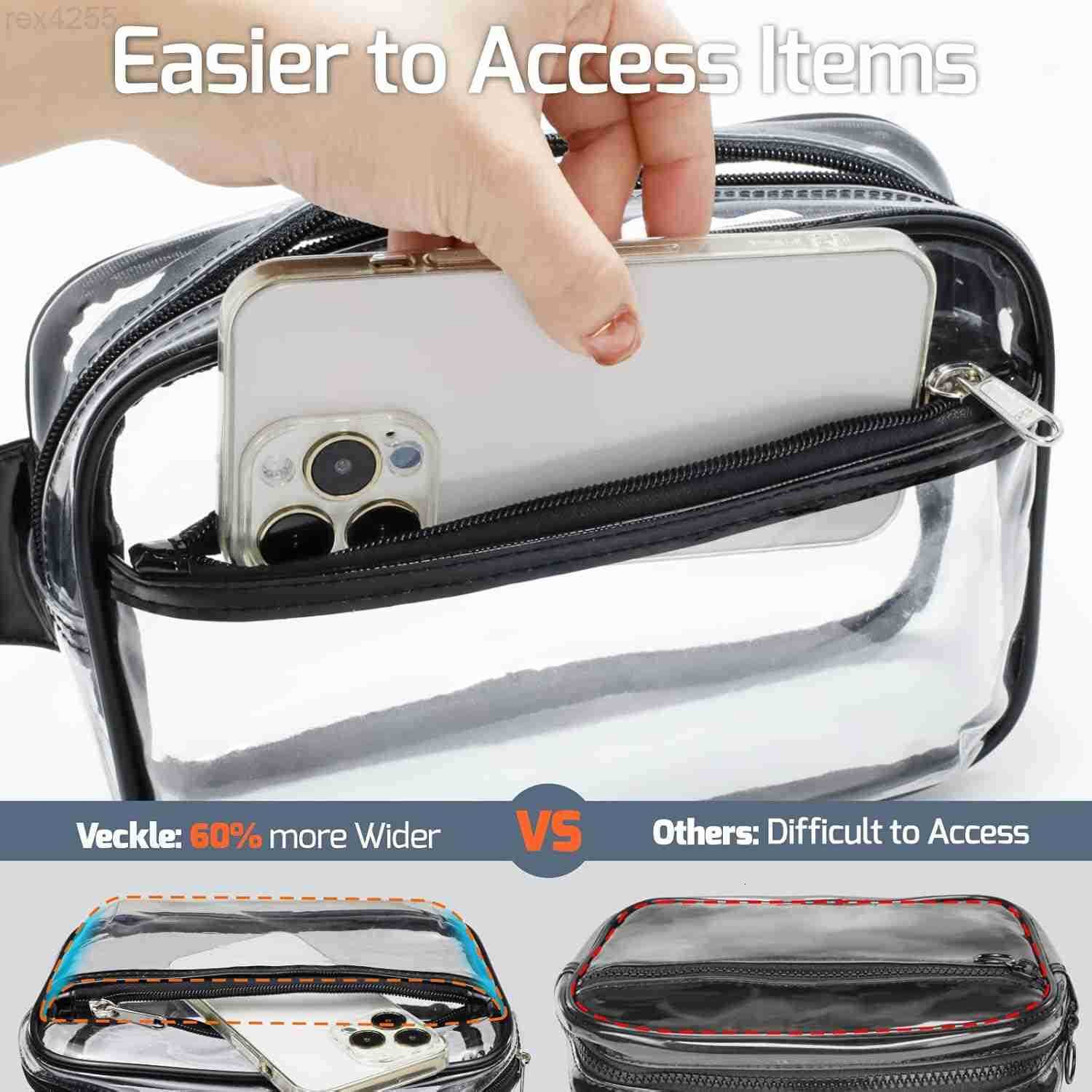 Clear Belt Bag Clear Fanny Pack Stadium Approved for Women Large Transparent Waist Bag for Sports Events Concerts Festivals BlackW250912