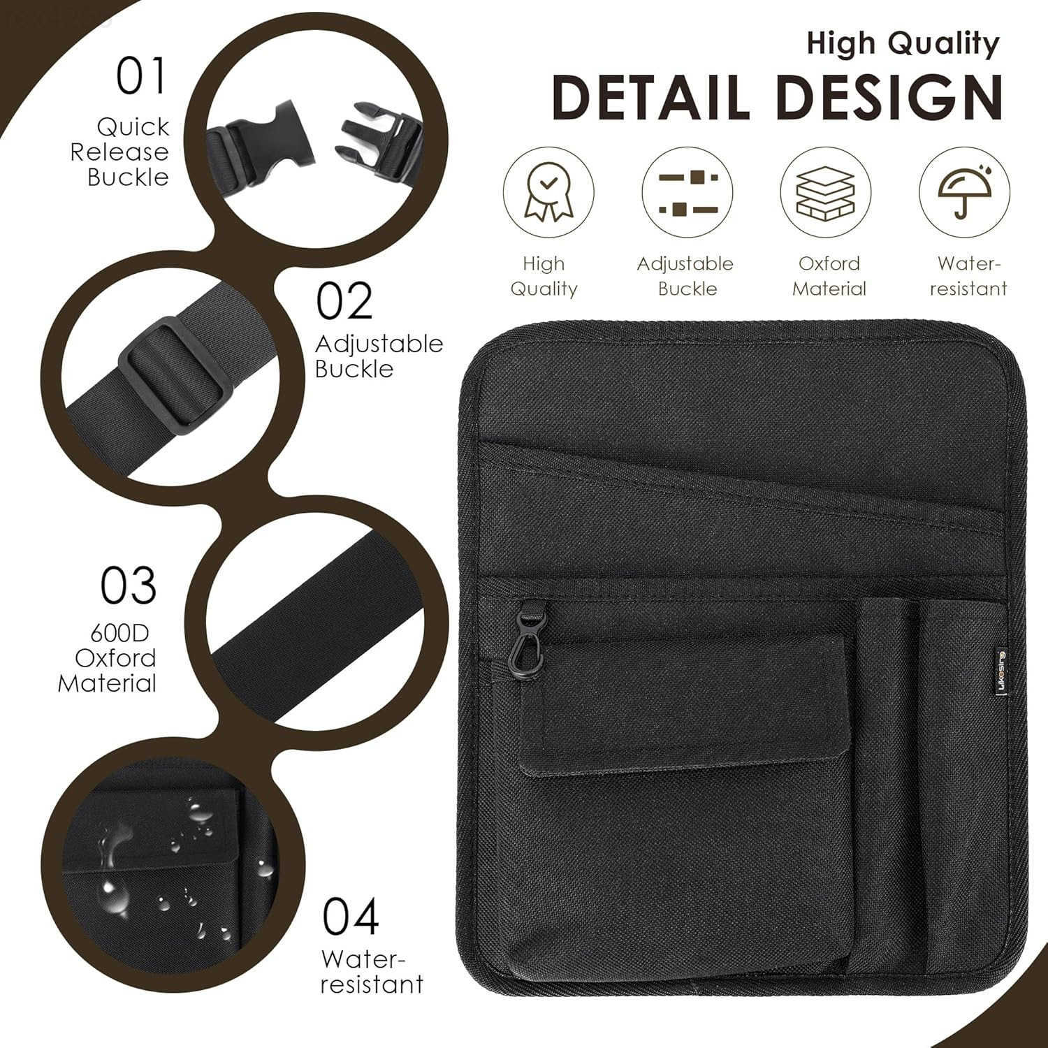 Apron Waist Pouch Restaurant Waiter Waist Tool Pouch Bag with Adjustable Belt Utility Money Bag Working Serving Apron with Pockets for Waitress for Re