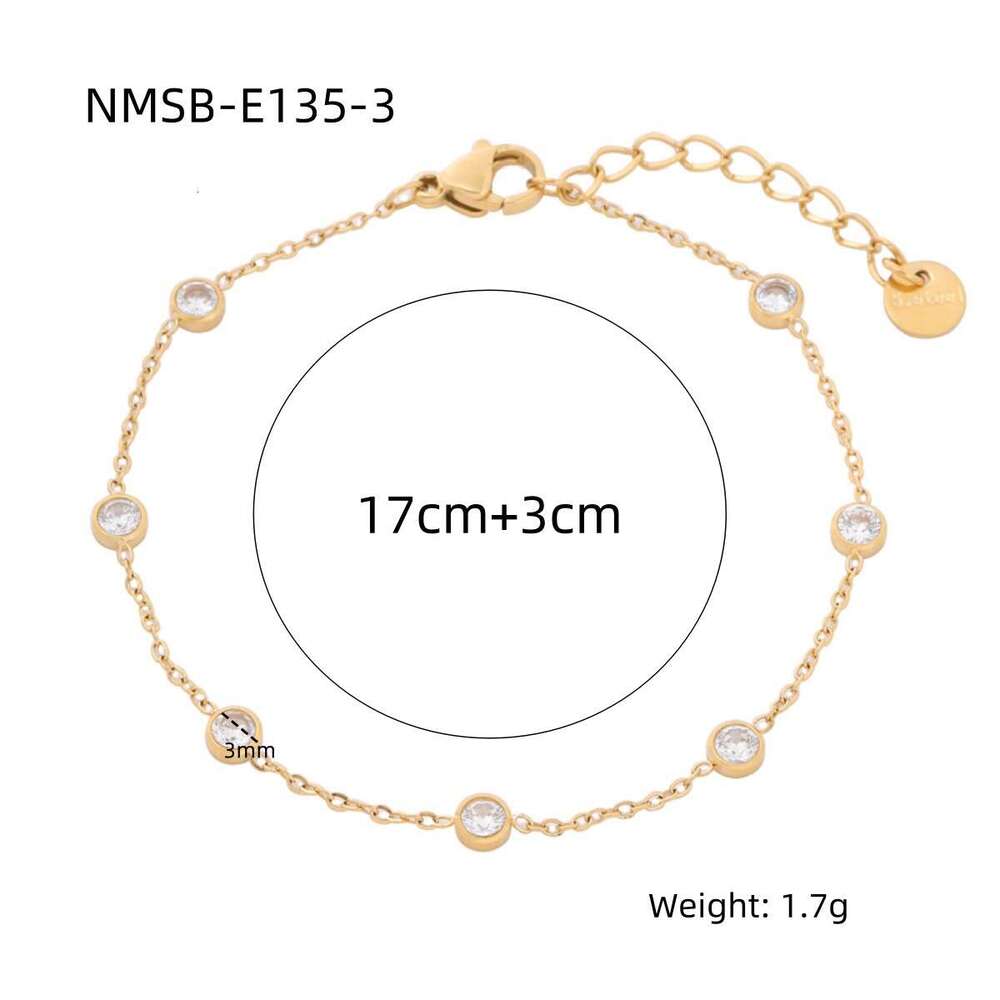 INS Internet Celebrity Trend New Exquisite Round Colored Dia Titanium Steel Bracelet for Women Niche Design Light Vacuum Gold Plating