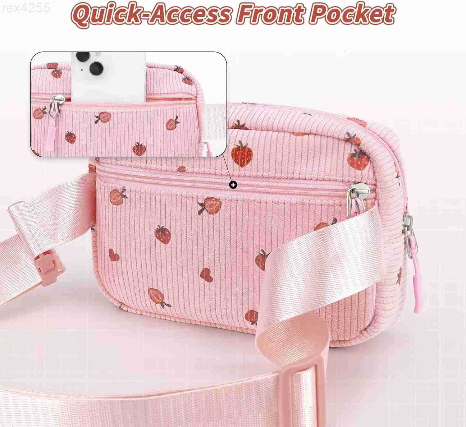 Cherry Fanny Pack for Girls Purse for Teen Girls Kids Belt Bag Crossbody Bag Fashion Waist Pack Travel Hiking Cycling Running BeigeW250912