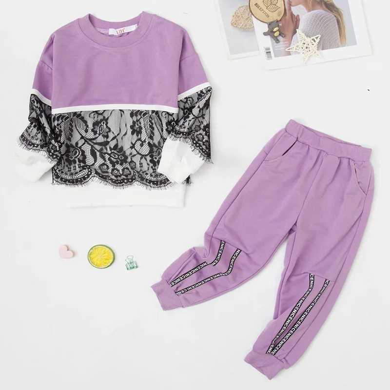 LZH Spring Autumn Girls Sports Suits Children Clothing Toddler Clothes Lace Warm Hooded Costume Outfit Kids Tracksuit Sets 38Y C250912