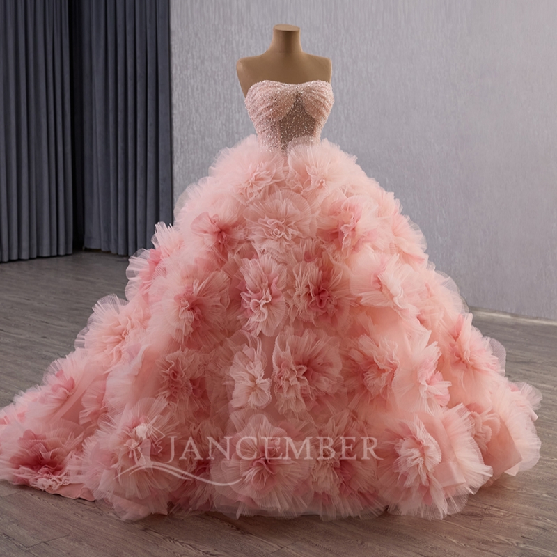 Pink Shiny Ball Gown Quinceanera Dresses Off The Shoulder Sequin Beading Crystal Tiered Tull Party Birthday Sweet 16 Dress Vestidos 15 De Anos