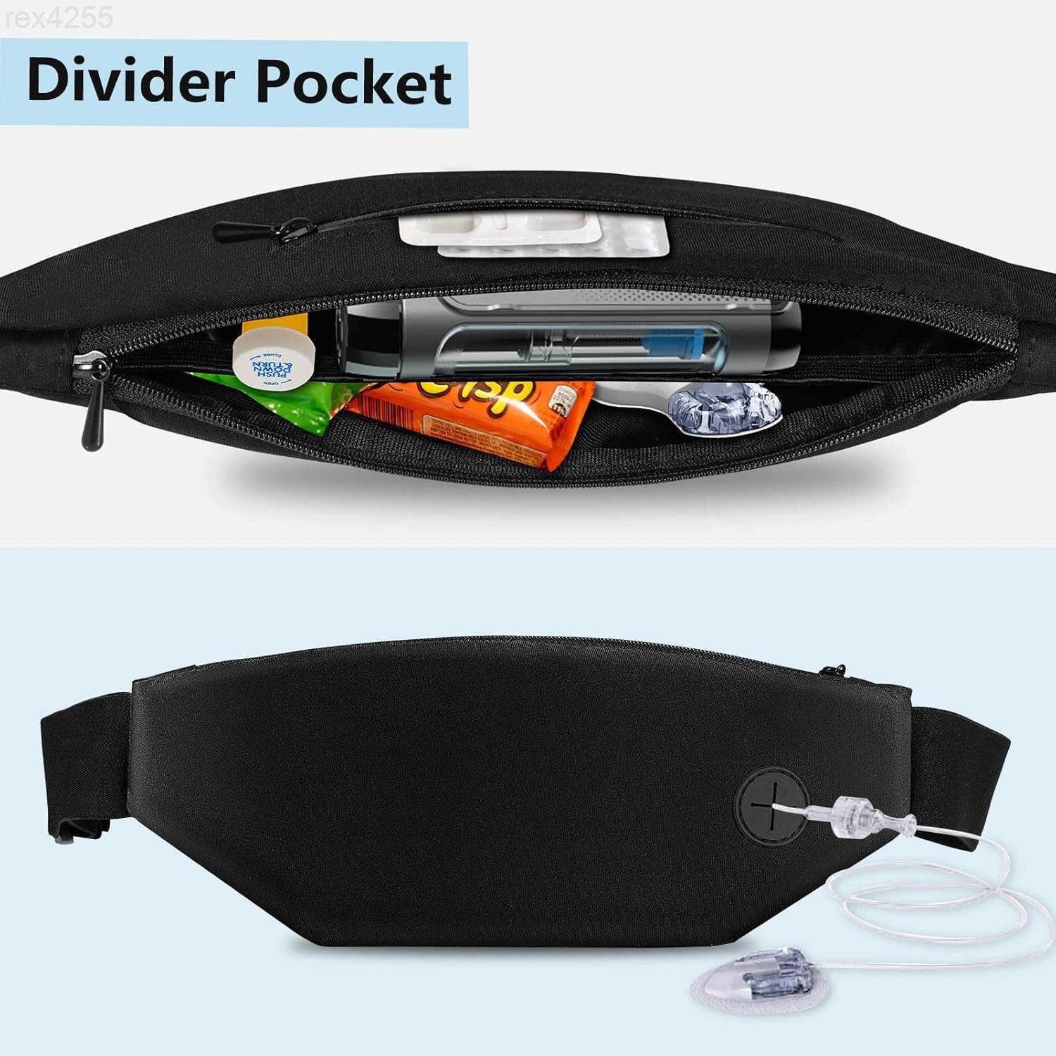 Running Belt with Adjustable Waist Insulin Pump Belt Holder Organizer Waist Pouch Epipen Medical Fanny Pack Bag Bag Only BlackW250912