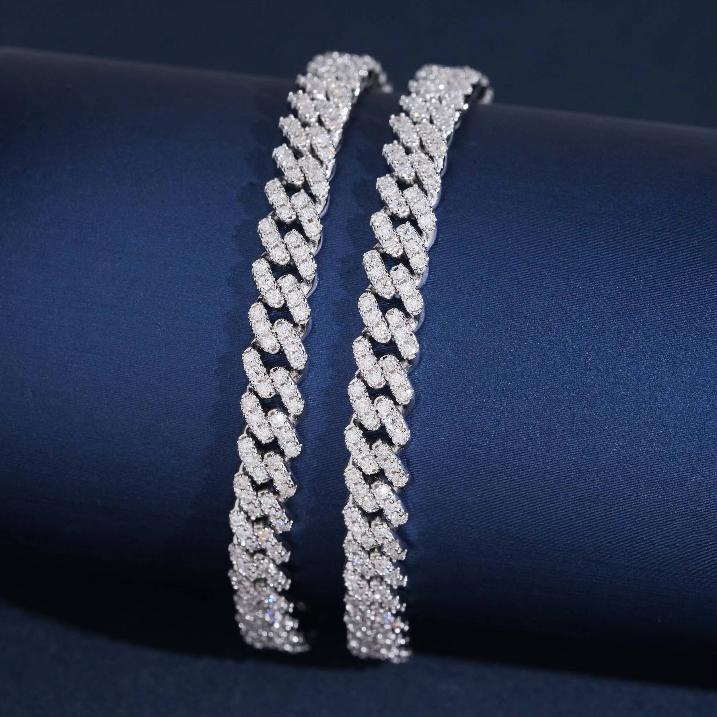 Iced Out Hip Hop Men Necklace Lab Diamond Cuban Link Chain 6MM Width 925 Sterling Silver