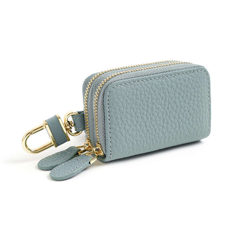 Car Genuine Leather Case for Women, Universal Multi-Functional Cowhide Keychain Bag, Portable Double Zipper Key Holder designer wallet B5