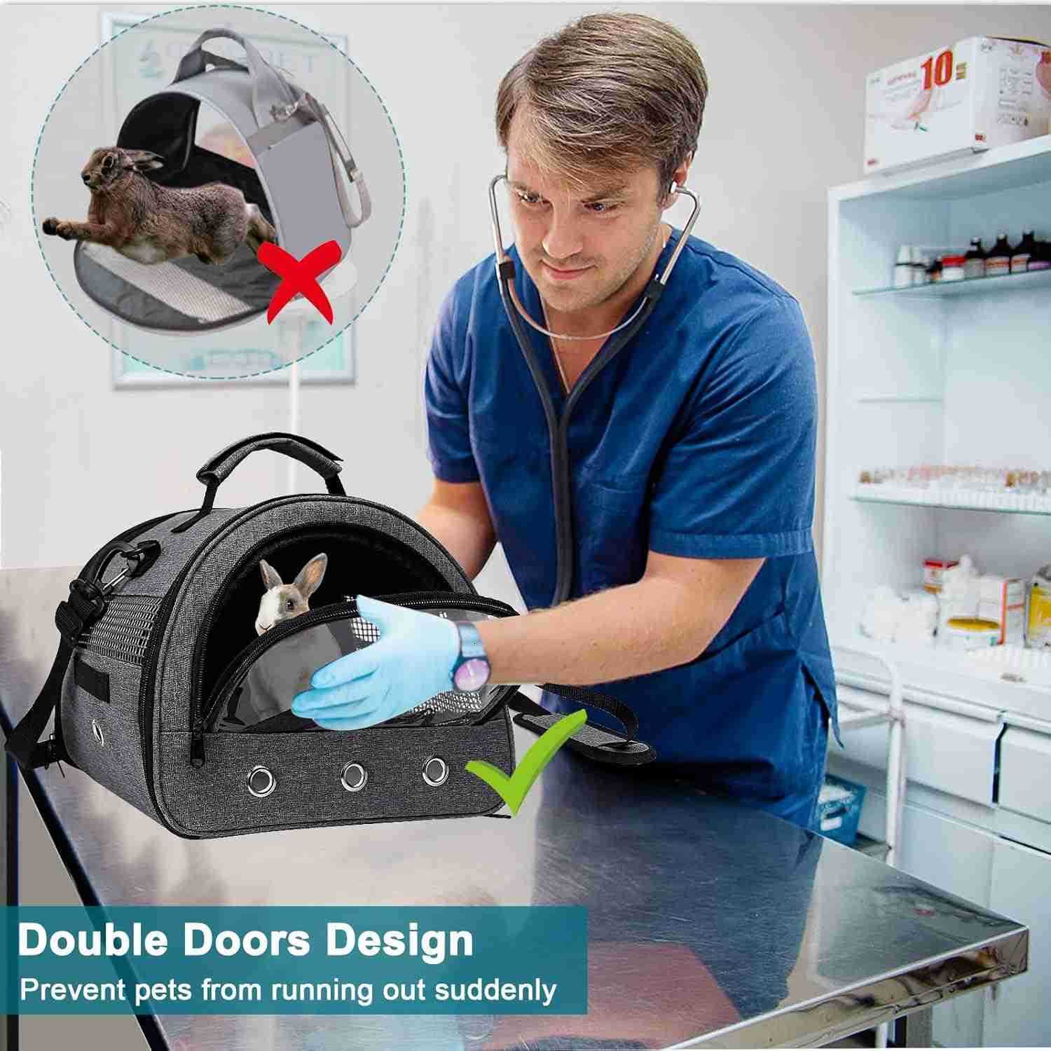 Pig Carrier Small Pet Hamster Carrier Bag Rabbit Bunny Travel Carrier Outdoor Handbag Breathable Carrier for Small Animals with Water Bottle Holder Re