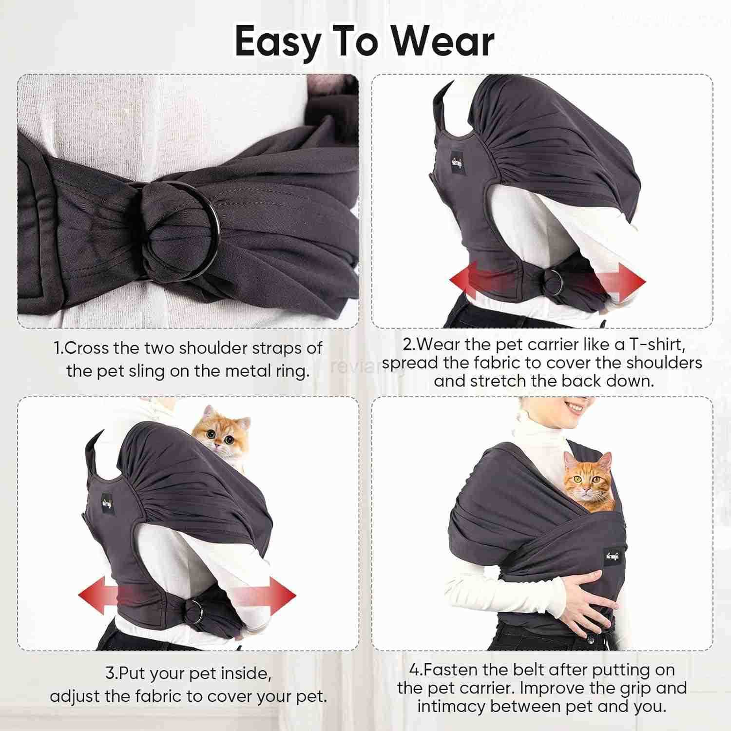 Dog Sling Carrier Small Dog Front Carrier Lightweight Hands Free Puppy Carrier AntiAnxiety Cat Sling Size Adjustable Premium Dog Carrier Sling Warp Dr