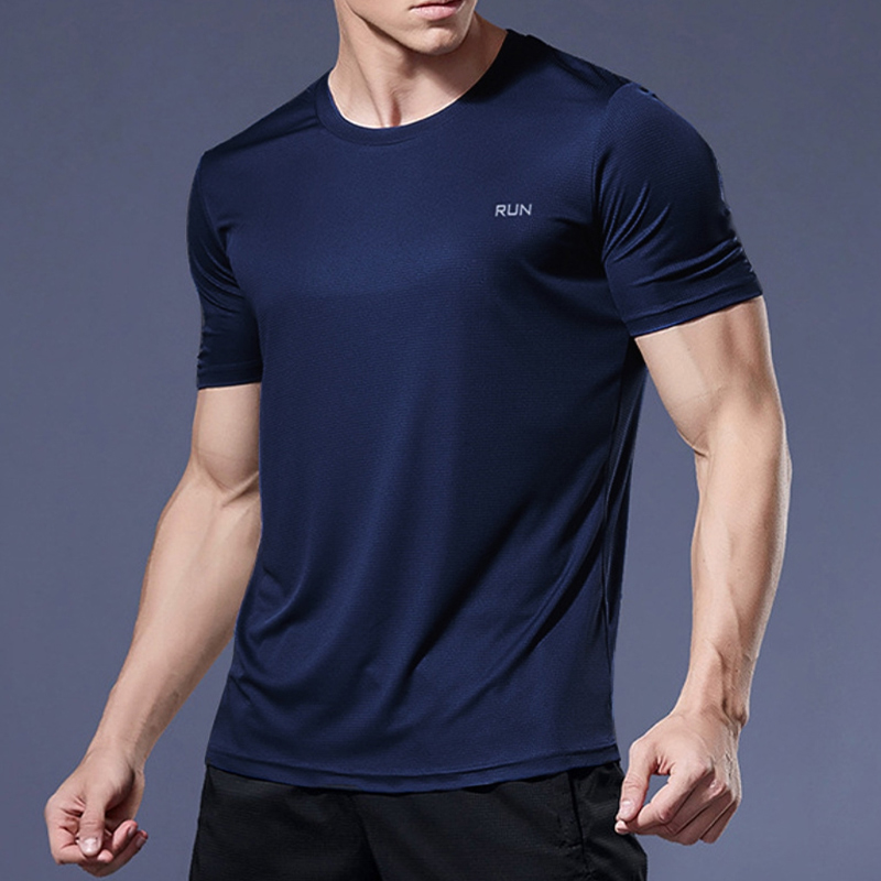Men's Quick-Dry T-Shirt - Lightweight Small Checkered Pattern, Crew Neck, Short Sleeve, Outdoor Marathon Running Training
