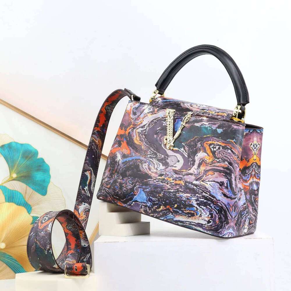 Women Leather Purse Handbags Girl Shoulder Bags Crossbody Messenger Bag Female Totes V Style Art Classic Printed 2025