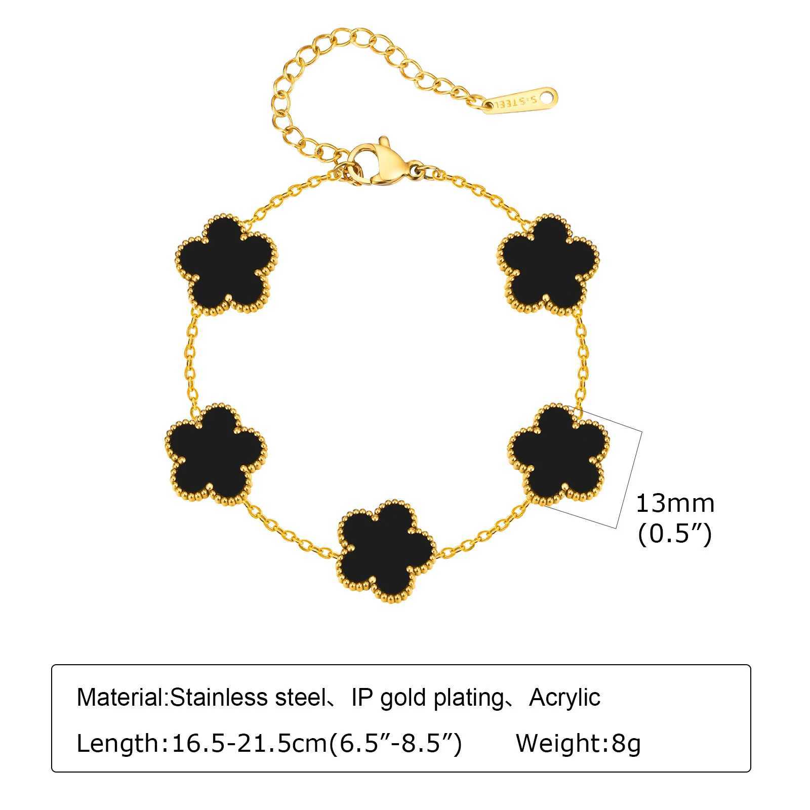 Luxury Wens Lucky Bracelets Five Flower Charms BraceletsClassic Stainl Vnox Steel Wristband Gift for Her S250912 A9932