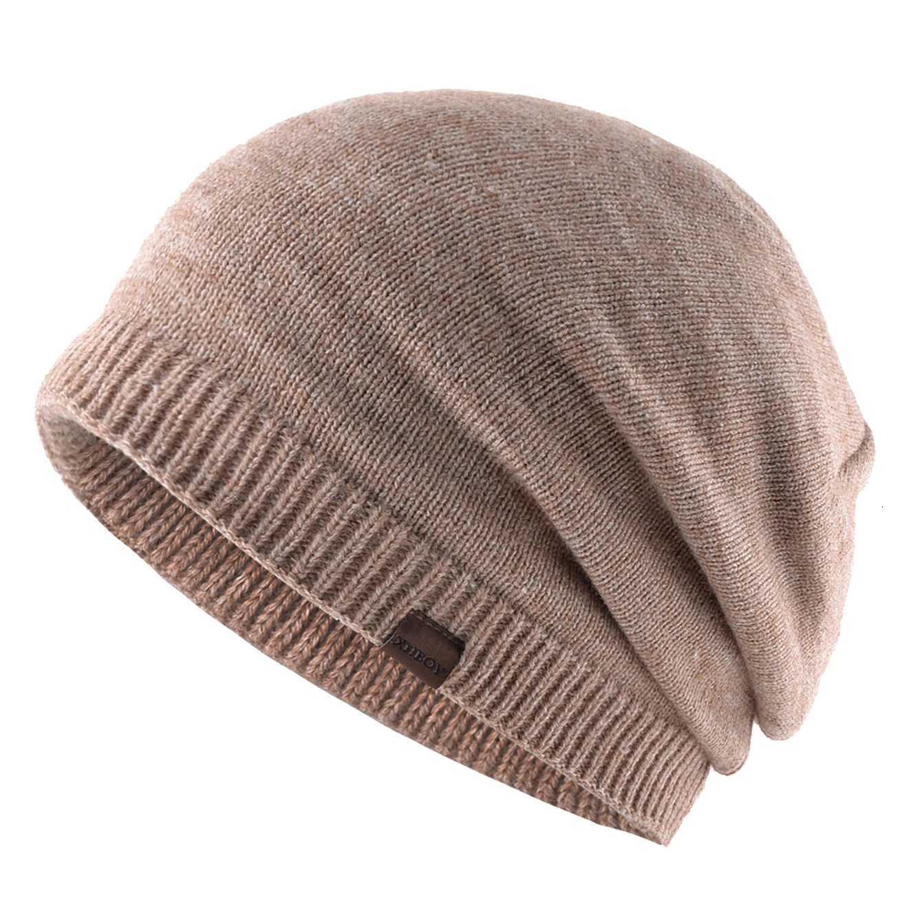 Winter Knitted Beanie Solid Color Knit Wool Mens Thick Hats Outdoor Warm Ski Beanies For Men Doub Layers With Velvet G250910