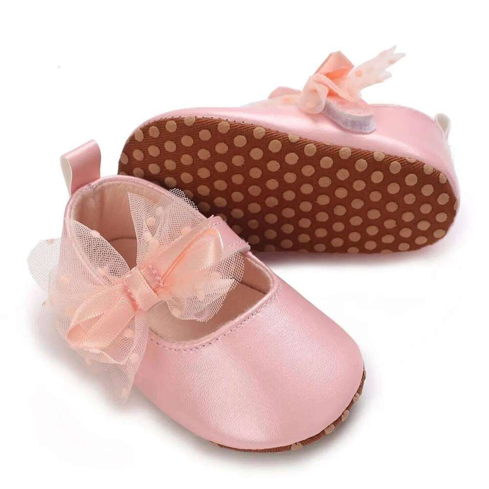 "Baby Girl First Shoes 0-18M - Bow Detail Mary Janes | Princess Soft Walkers"