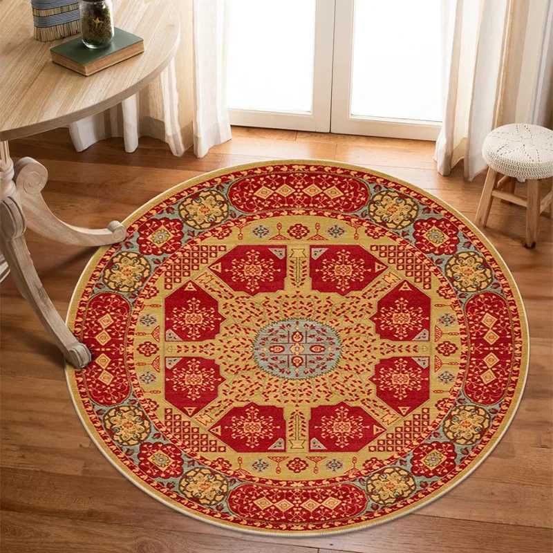 Vikama Crystal round boho living room carpet ethnic style full cover bedroom study floor mat home rocking chair nonslip carpet C250912
