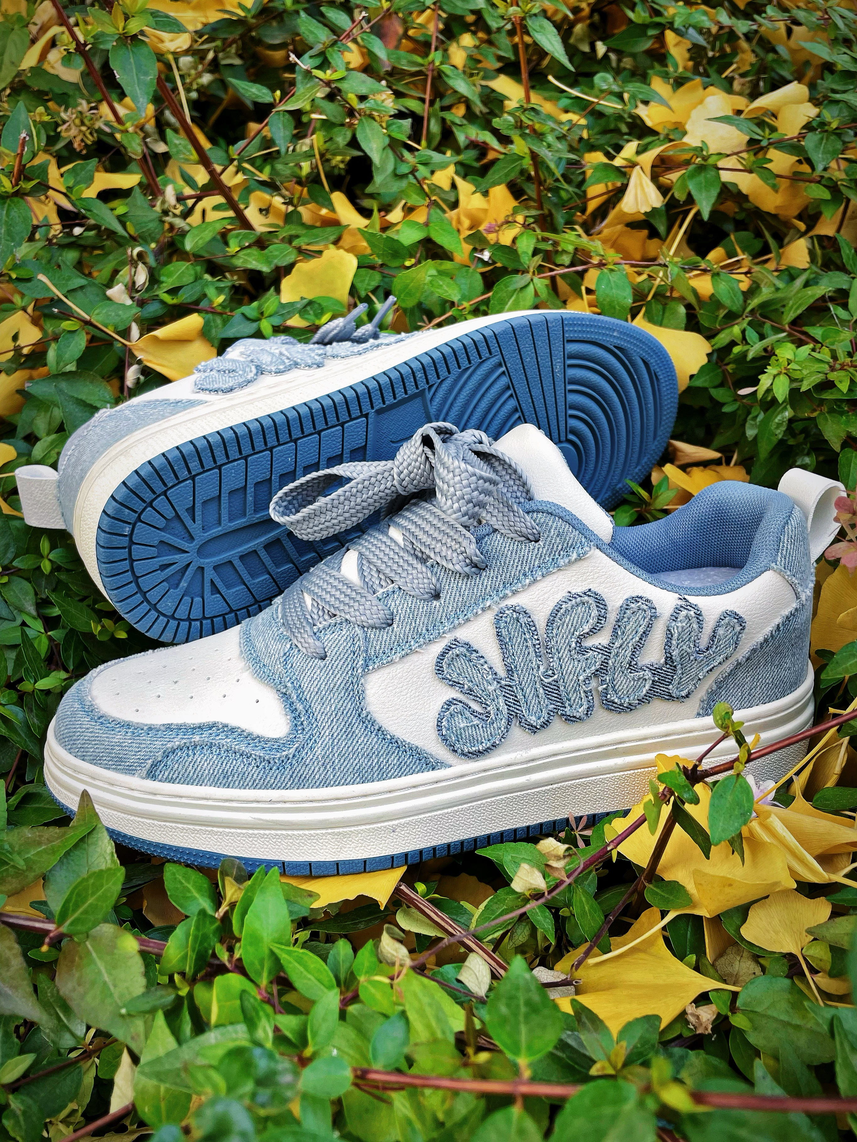 Jifffly Designer Denim Bread for Men Spring New Height-Increasing Sneakers Couple Style Casual Trendy Shoes