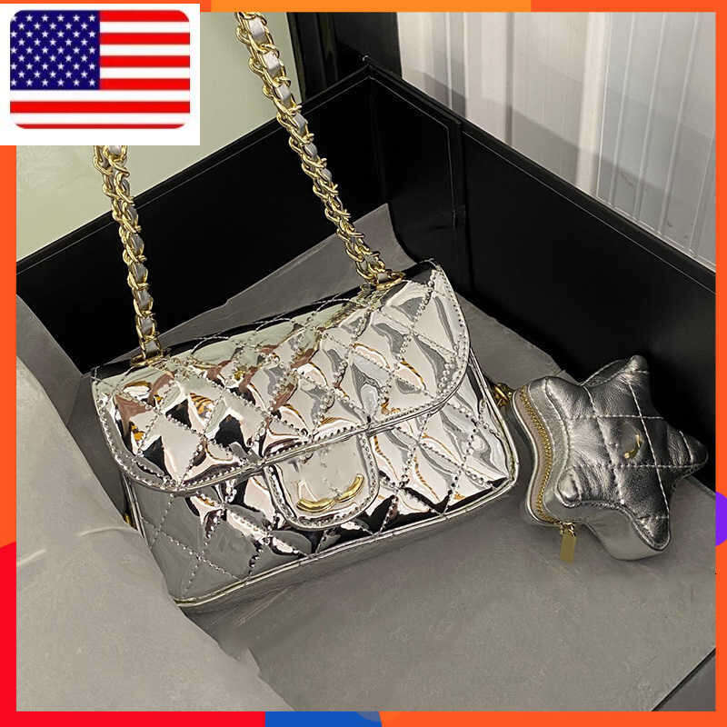 Cosmetic Bags Cases 24c Womens Patent Leather Goldsilver Classic Flap Quilted with Star Charm Gold Metal Hardware Matelasse Chian Crossbody Rectangular Han