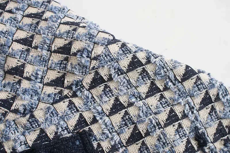 DHEssentials 2025 Autumn Winter New French Style Petite Loose Short Woolen Diamond Color Block Jacket Coat