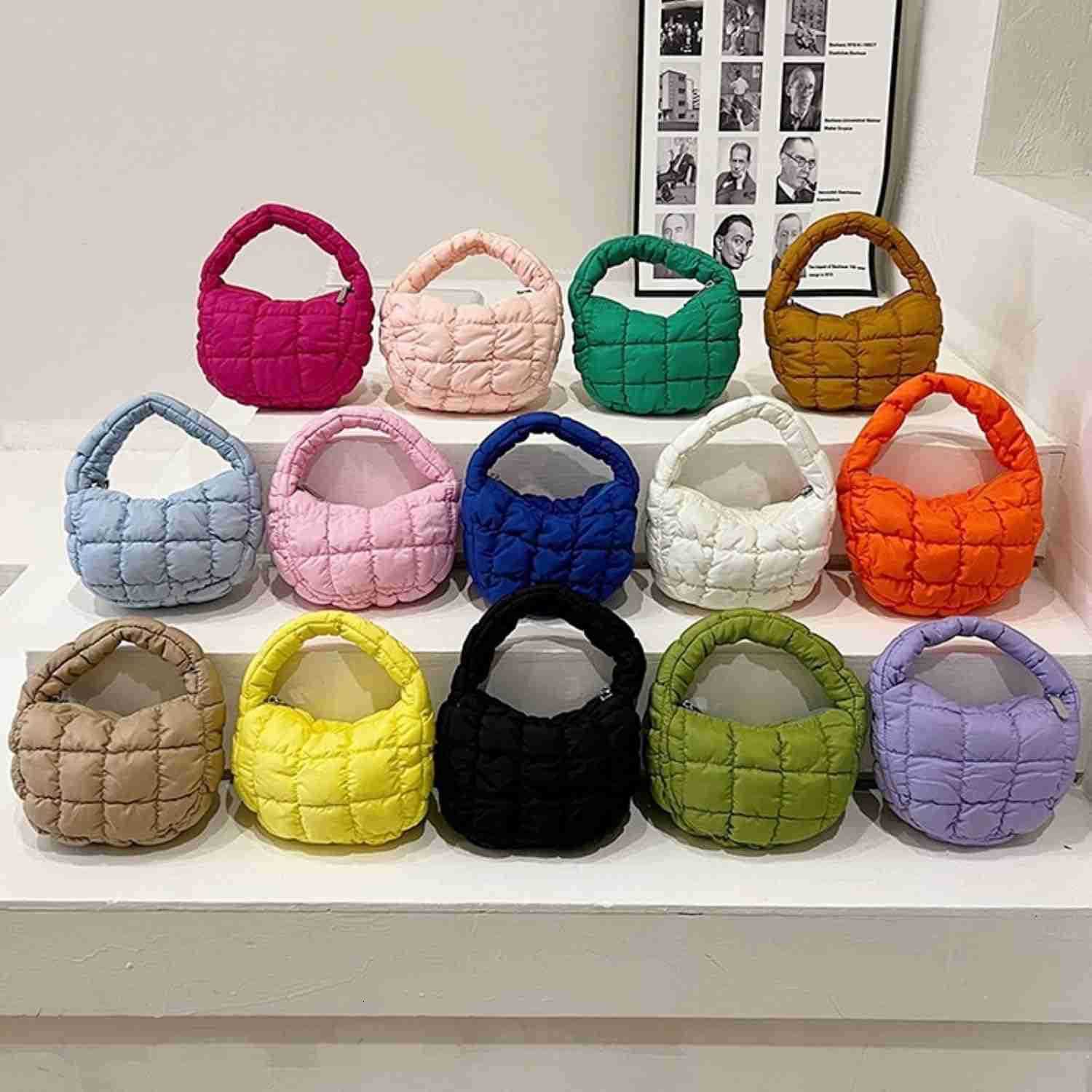 Puffer Bag Women Mini Quilted Cute Bubble Handbag Crescent Wrist Satchel Y2k Purse M250912