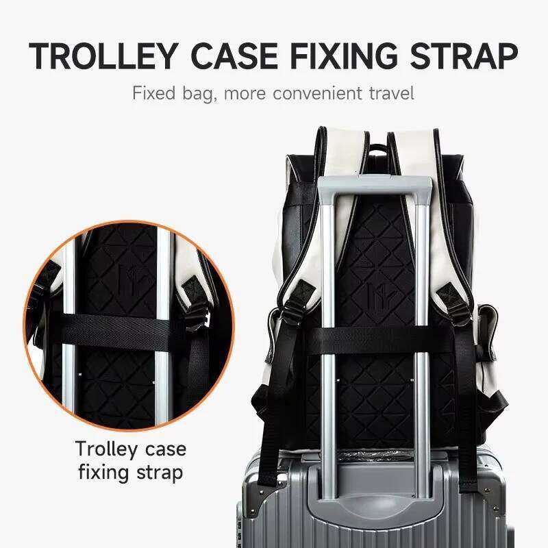 High Quality Waterproof Flip Leather Laptop Backpack for Men Women Trend 15.6 inch Casual Travel Rucksack Teenagers School Bag