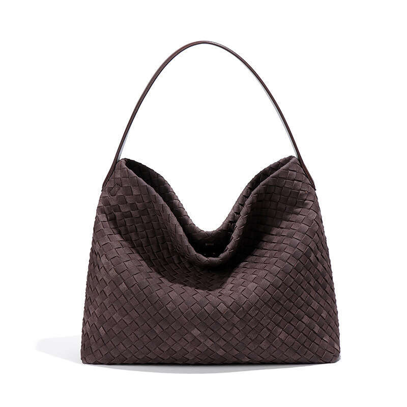 High-End Large Capacity for Women's Woven Shoulder Crossbody Underarm Bucket Suede Tote Bag