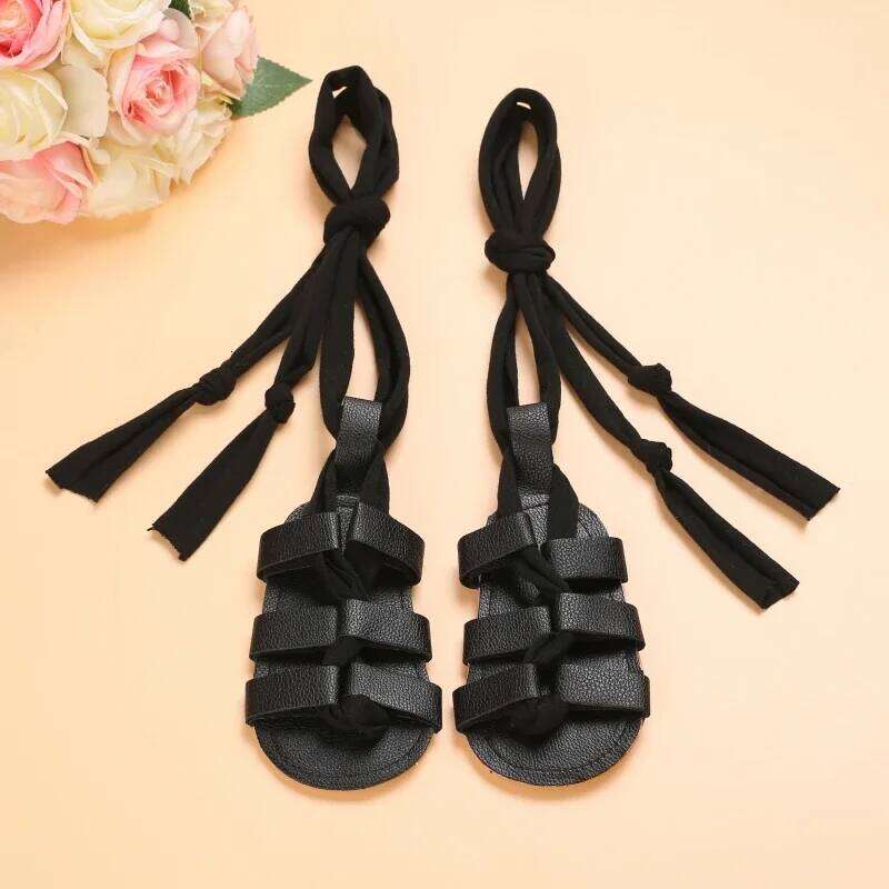 Fashionable Summer Gladiator Sandals for Girls Cross Tie High Top Soft Rubber Sole Toddler Shoes First Pair of Baby Footwea