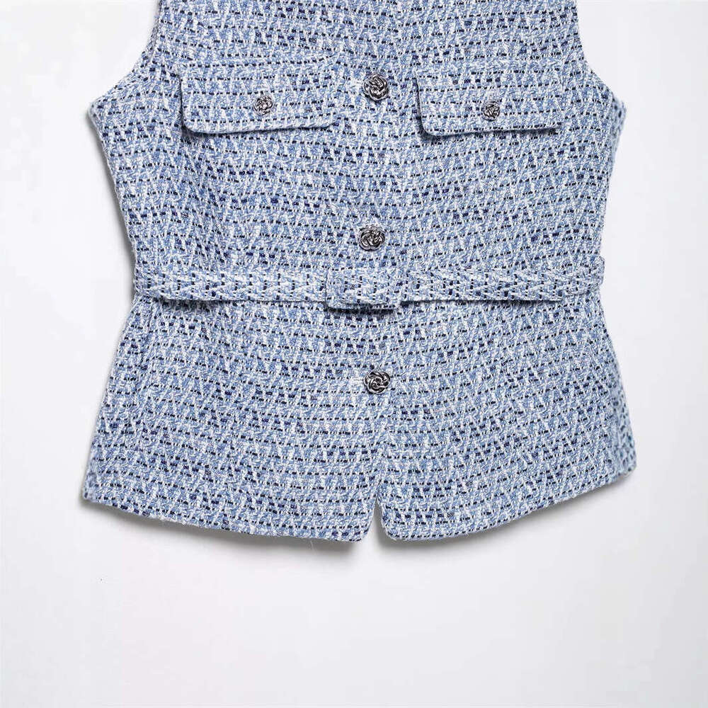 DHEssentials Spring New Vest Round Neck Sleeveless Design Sense Niche Versatile Little Chanel Style Elegant