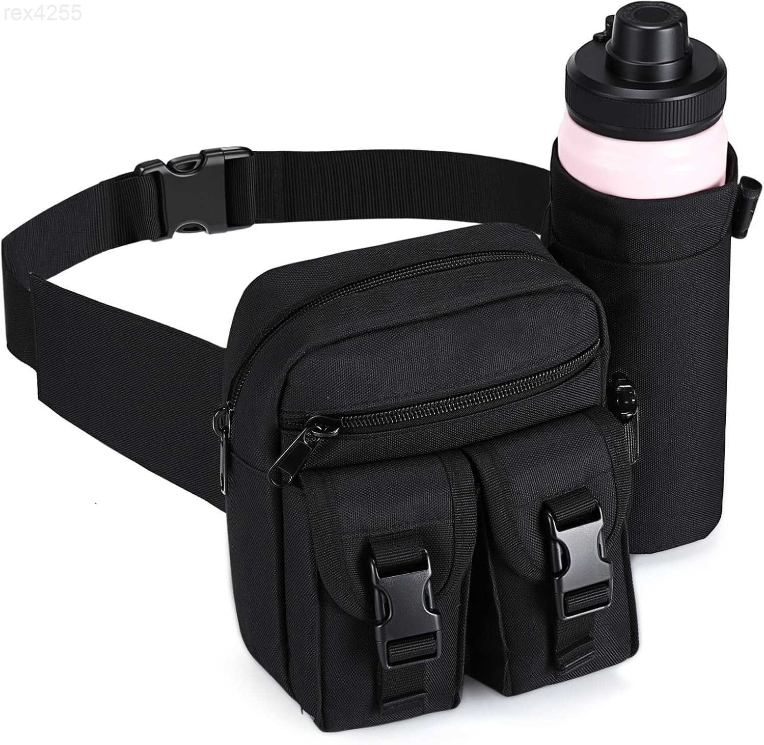 Fanny Pack with Water Bottle Holder Waist Bag for Men Women Waist Bag Hip Bum Bag for Running Walking Hiking Cycling Outdoor BlackW250912