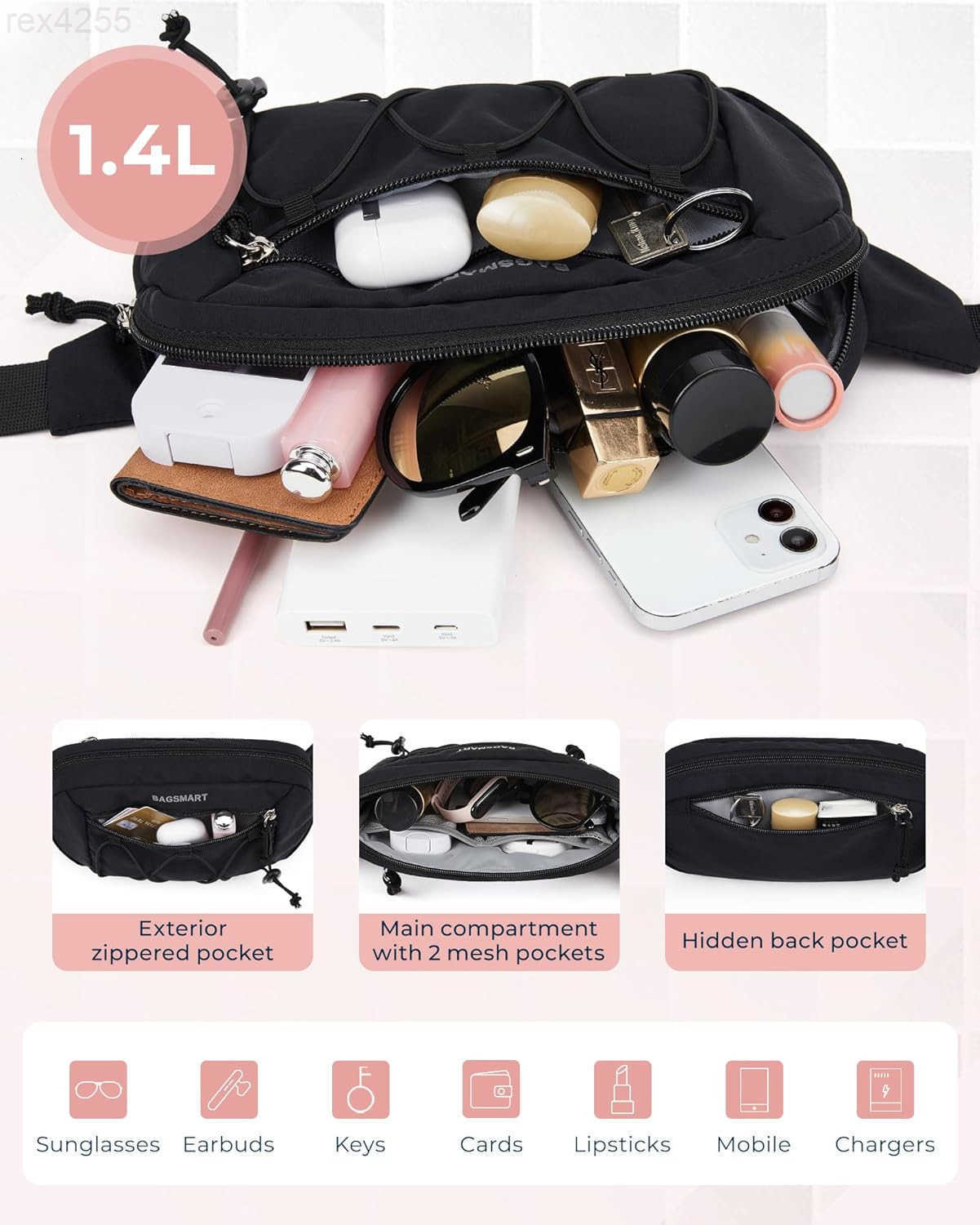 Fanny Packs for Women Small Belt Bag with Adjustable Strap Waist Pack for Running Workout Traveling Hiking BlackW250912