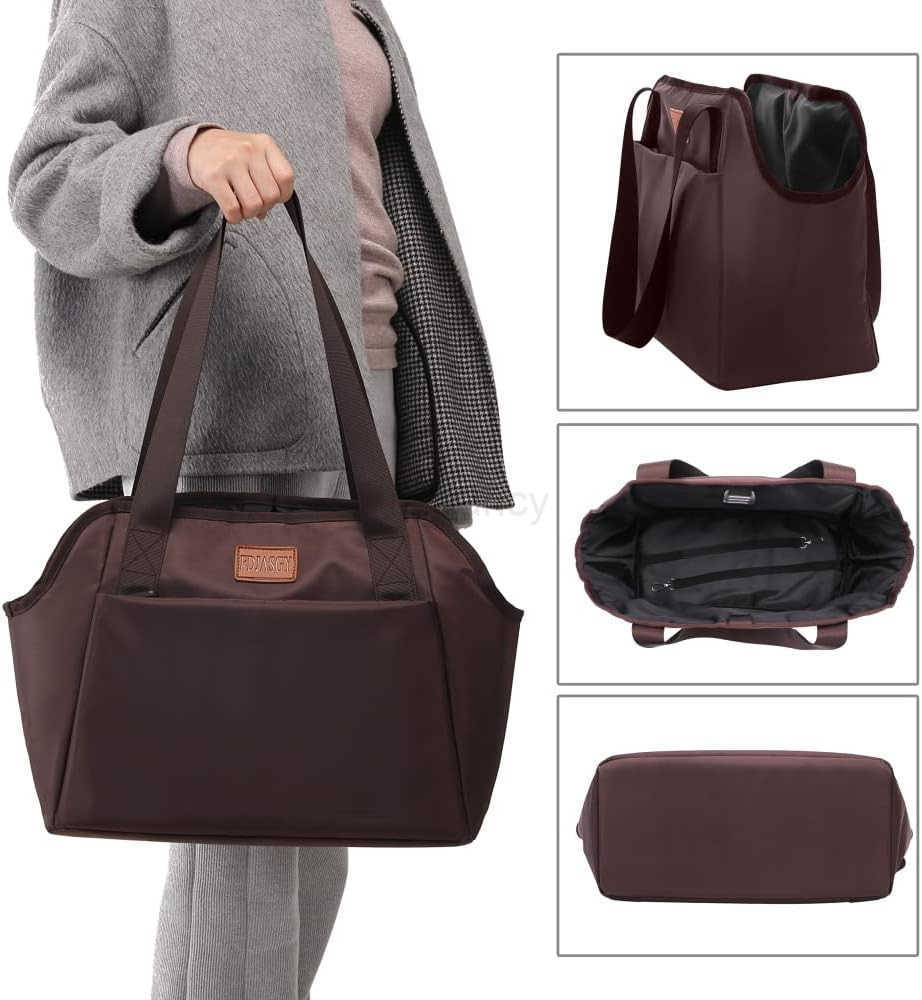 Dog Purse Carrier with Pocket and Safety TetherSoftSided Small Dog Carrier for Small Medium Pet Outdoor Shopping Tote Bag CoffeeW250912