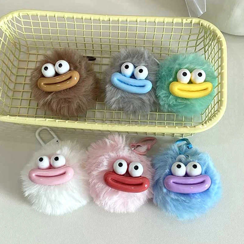 Sausage Mouth Hair Ball Key Chain Funny Plush Doll Pendant Key Ring Charms Backpack Car Decor Bag Accessories M250912