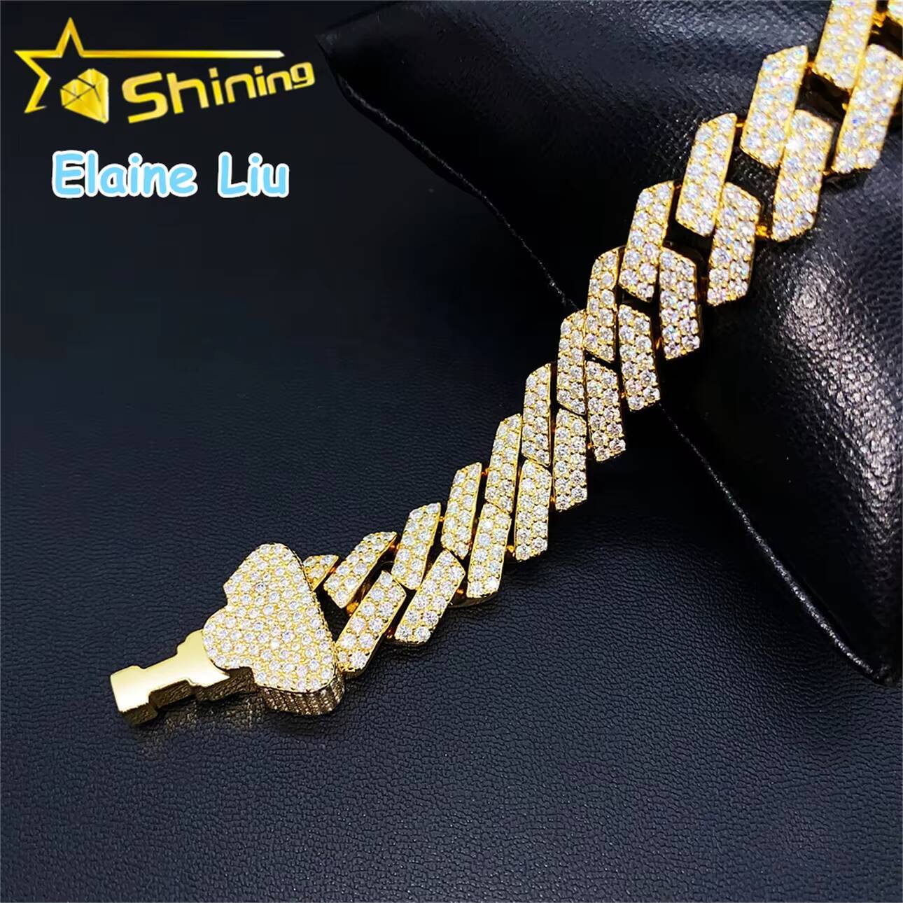 143mm Iced Out Sterling Silver 925 D Color VVS Moissanite Diamond Custom Hip Hop Fine Jewelry Cuban Link Chain Bracelet