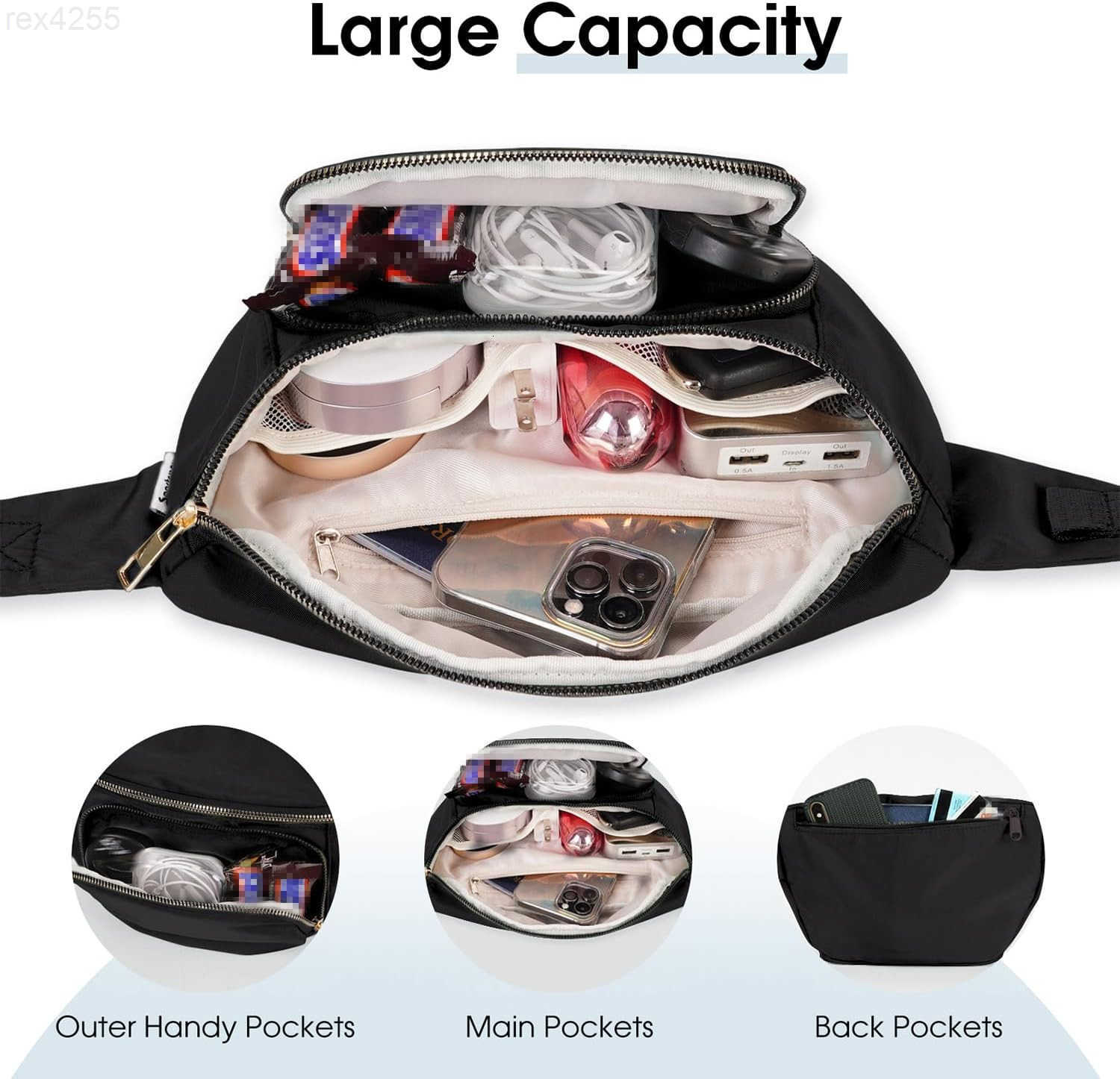 Fanny Packs for WomenLarge Waist Pack with Extra Extension BeltFashion Crossbody Belt Bags for Travel Walking Running Hiking BlackW250912