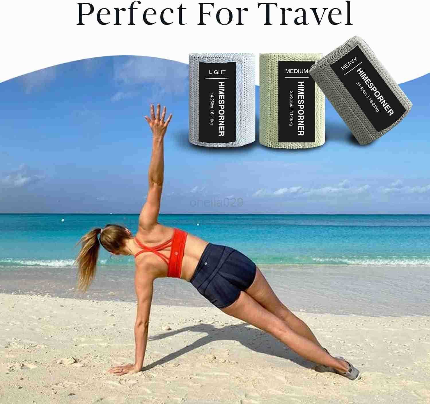 Fabric Resistance Bands for Working Out 3 Level NonSlip Exercise Booty Bands for Women Men Leg and Glutes with Hair Ties and Tape Measure for Home Gym