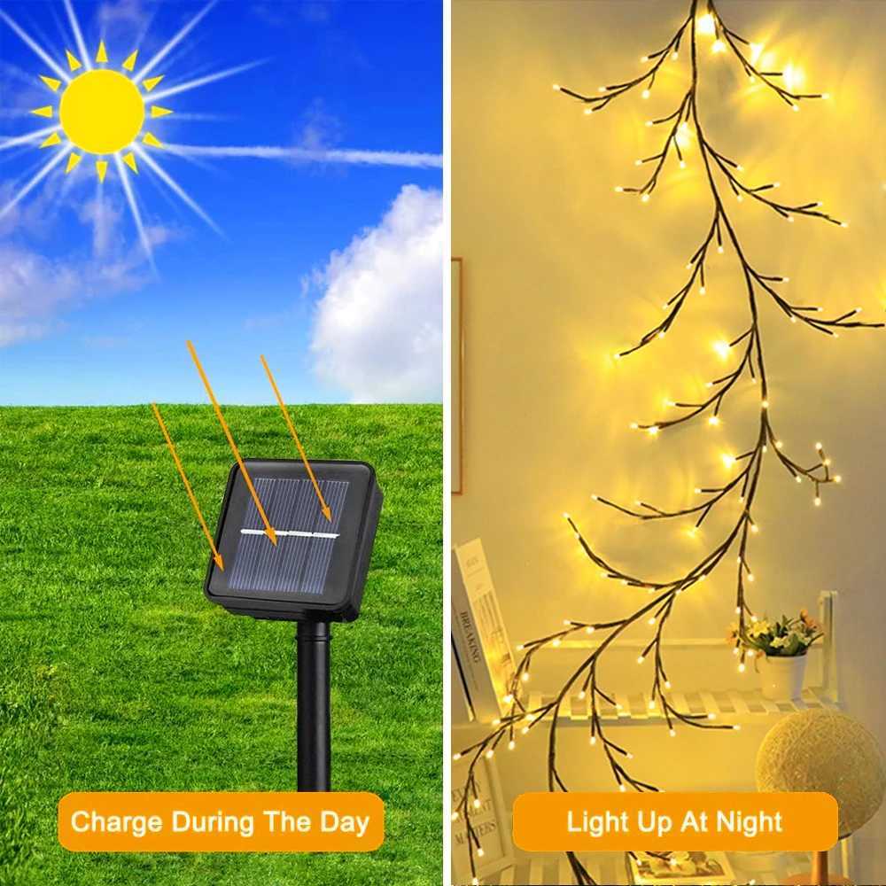 Outdoor Lighting Light String Solar Tree and Vine Lamp 96LED Tree Branches Light Waterproof Garland Home Decorative Lights C250912