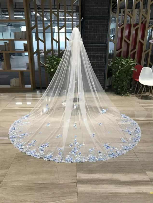 Graceful Bridal Veils Women One-Layer Appliques Lace Edge With Comb White/Ivory/Champagne Wedding Dress Velo De Novia Customized