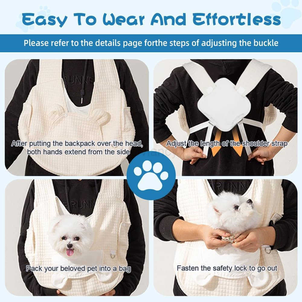 Sling Carrier for Carry Small Dogs and CatsSoft Waffle Pattern Portable Pet Front BackpackReducing Back Pain for outingsTravel for Small Pet Up to 13l