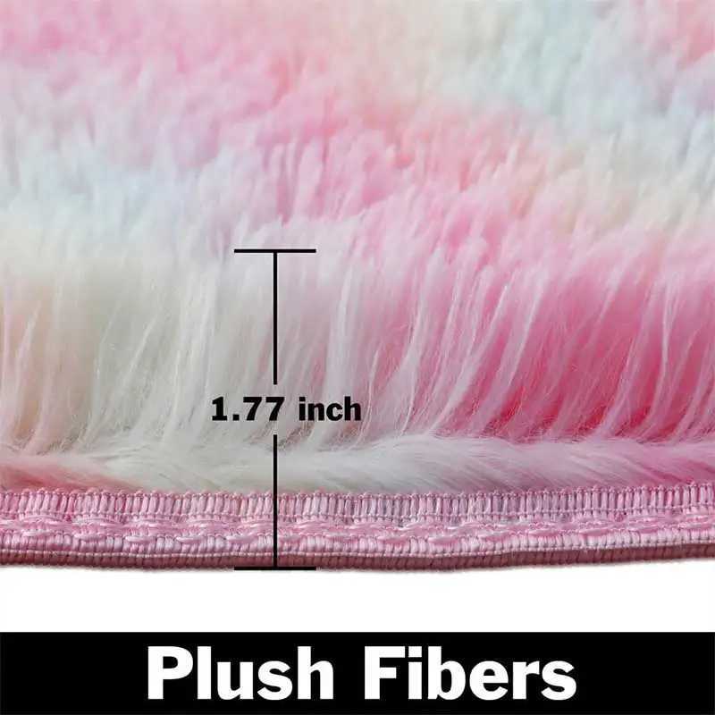 100120140160 Round Rug Fluffy Soft Area Rugs for Kids Girls Room Princess Castle Plush Shag Carpet Cute Circle Bedroom Decor C250912